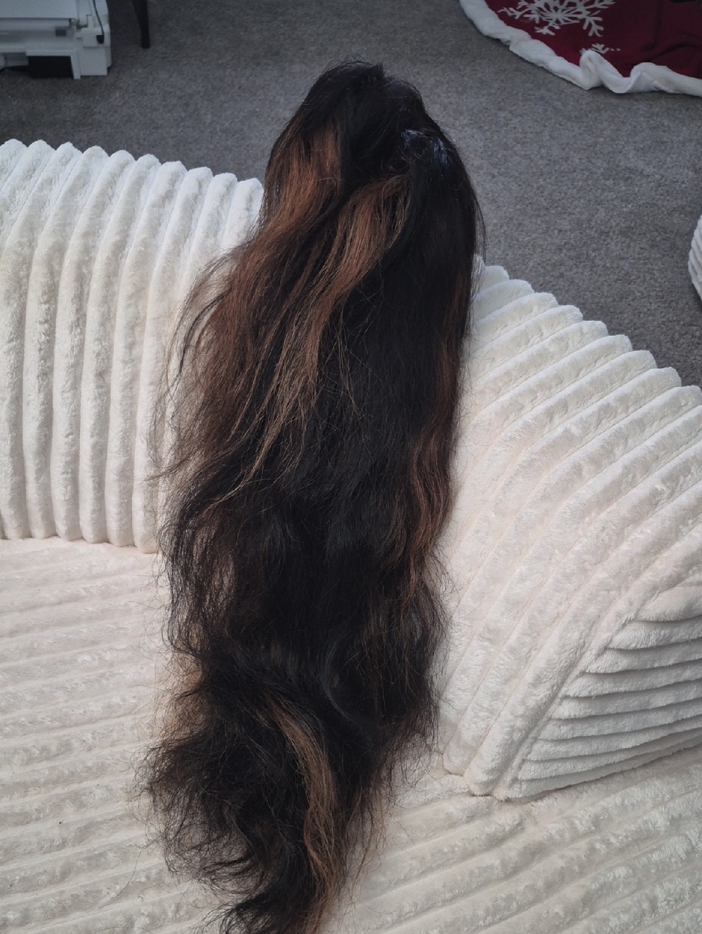 Human Hair Wig - Dark Brown with Highlights